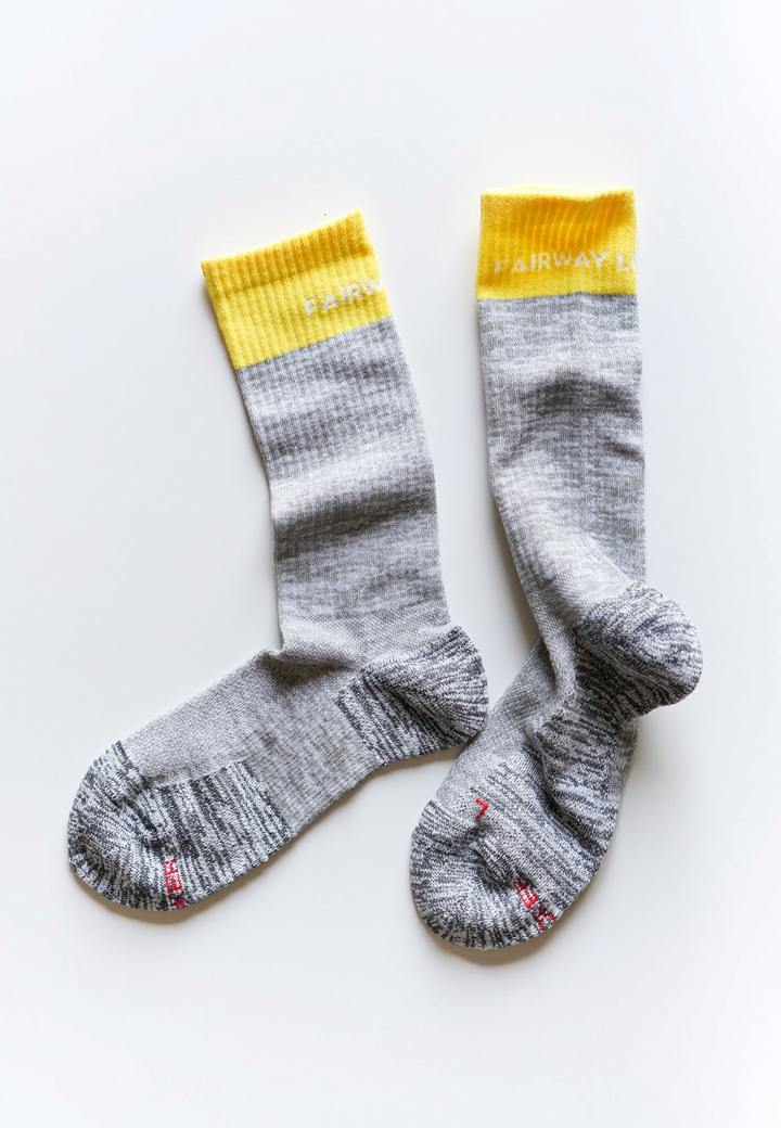 【Grip Socks】Color Block ミドル丈 イエロー 日本製